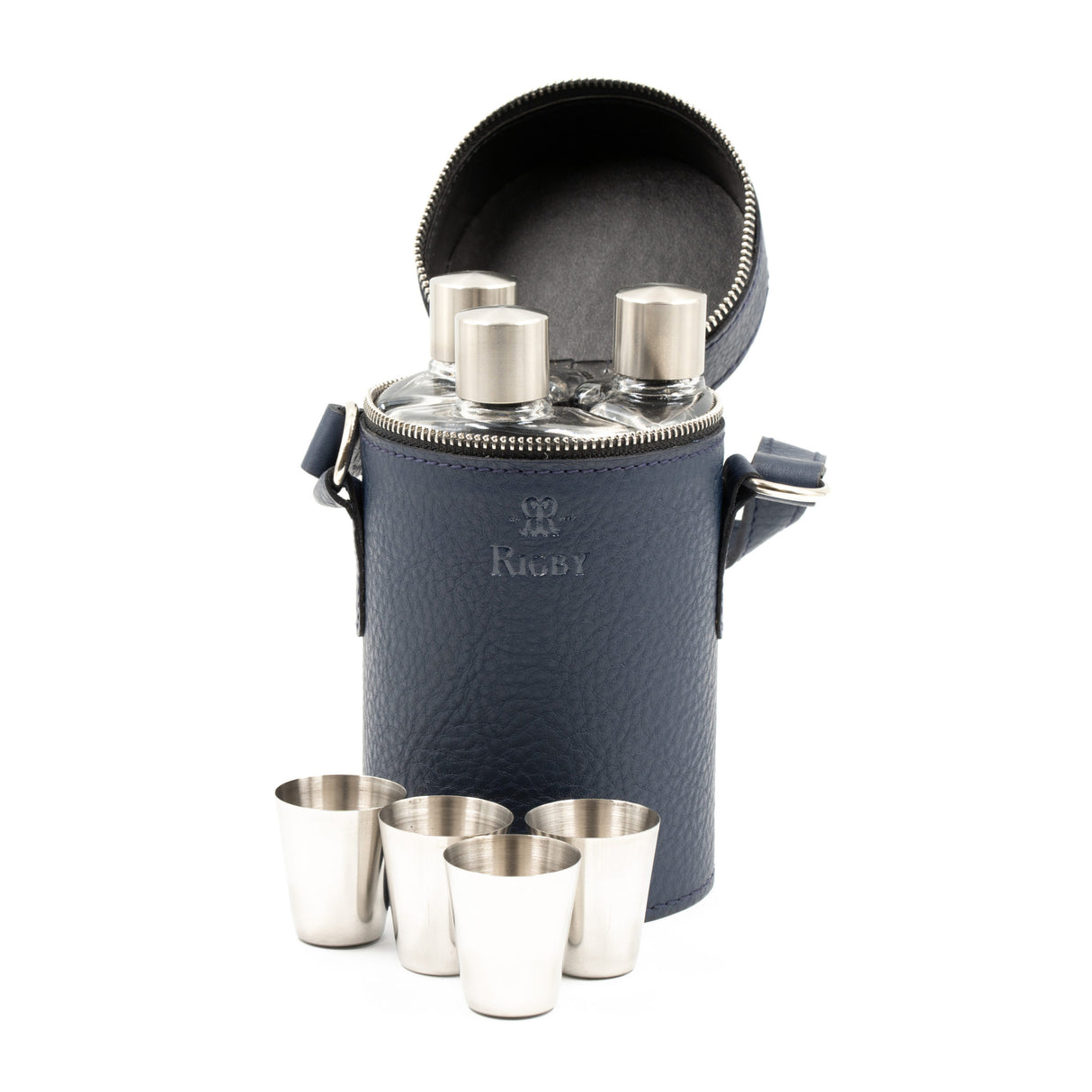 Rigby Leather Covered Triple Flask