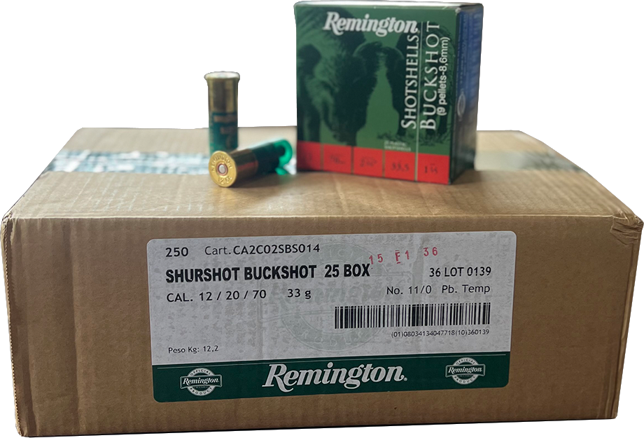 Remington Shurshot 12 Gauge Buckshot 9 Pellet Shotshell - 250 Case