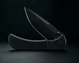 Half Face Blades Cav Folder – 3.5in Black G10 Handle Black Blade Magnacut