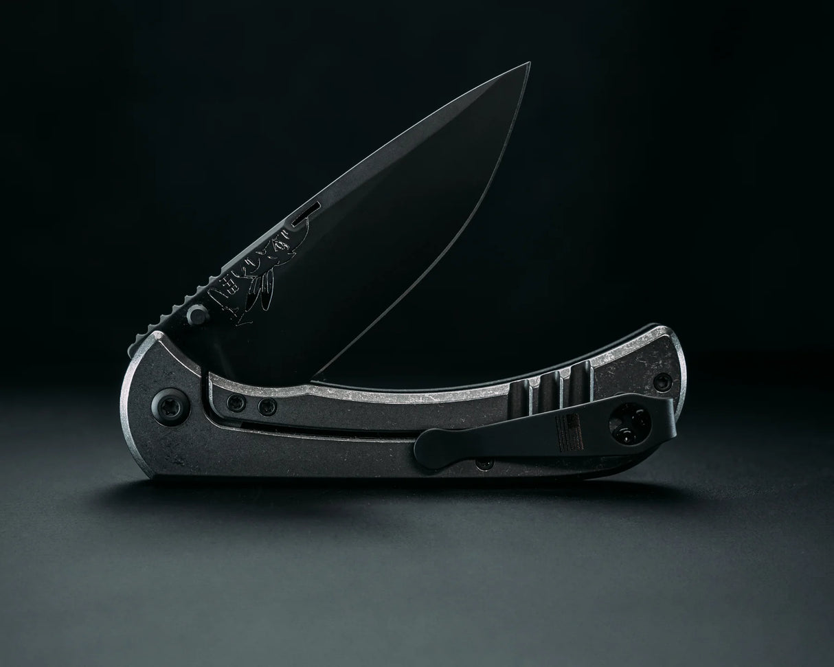 Half Face Blades Cav Folder – 3.5in Black G10 Handle Black Blade Magnacut