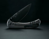 Half Face Blades Cav Folder – 3.5in Black G10 Handle Black Blade Magnacut