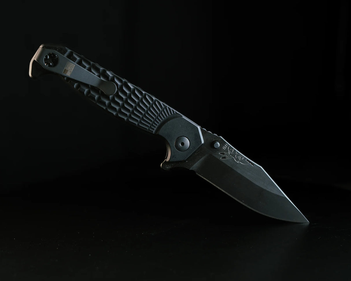 Half Face Blades Crow Folder – 3.5in Black Nitride Frame CPM S45VN