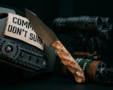 Half Face Blades Limited - Field Knife Jr - Black Ash Burl, Black G10 and OD Green G10 Liner, Textured Grip