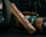 Half Face Blades Limited - Field Knife Jr - Black Ash Burl, Black G10 and OD Green G10 Liner, Textured Grip