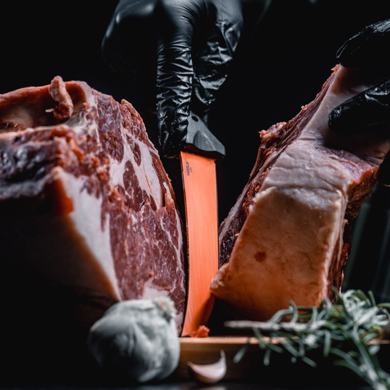 Hogue Bone Flex Boning Knife - 7.125" Hi-Viz Orange Cerakote - Richlite Frame - Black Diamond