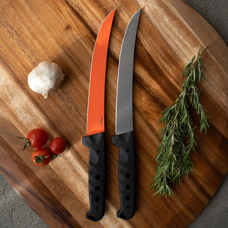 Hogue Bone Flex Boning Knife - 7.125" Hi-Viz Orange Cerakote - Richlite Frame - Black Diamond