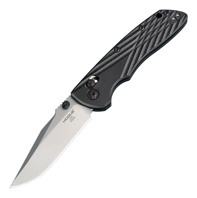 Hogue Deka Knife 3.25" ABLE Lock Folder - Clip Point Blade Stone Tumbled - G10 Frame - Black
