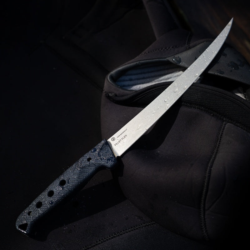 Hogue Fillet Flex Fillet Knife - 8.25" Tumbled Finish - Richlite Frame - Blue Canyon