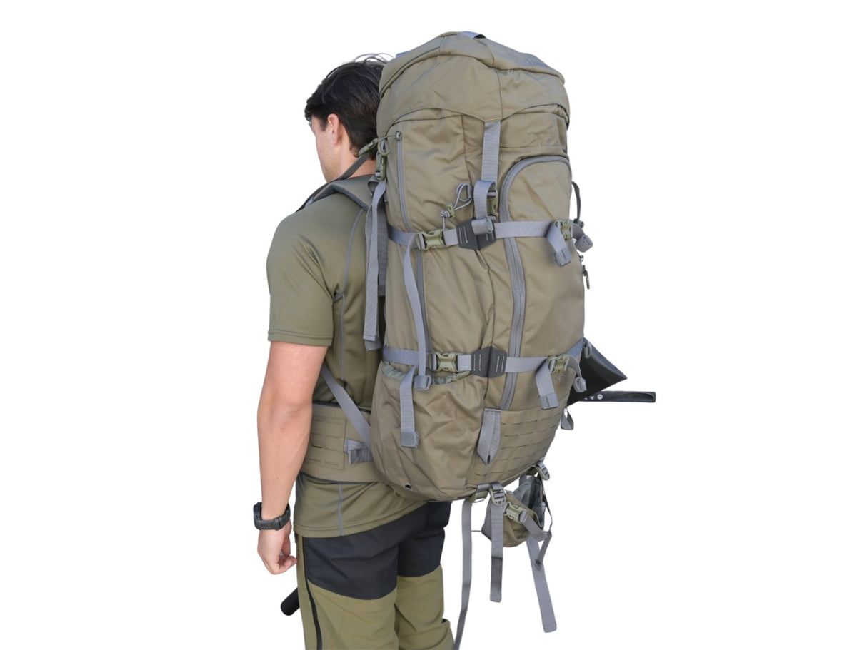 Manitoba Expedition Olive 75L+ Carbon Frame Pack