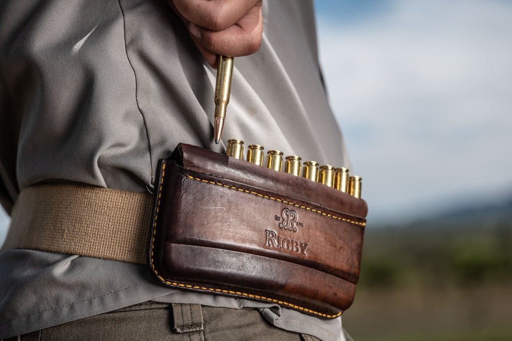 Rigby Open 9 Round Leather Bullet Pouch - Magnum